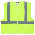 Mcr Safety Garments, Class 2, Lime Poly Vest, 2'' Silver Tape, X4 CL2MLPX4